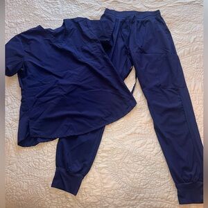 Green Town Navy Scrub Set; Jogger Pant Style; Size L